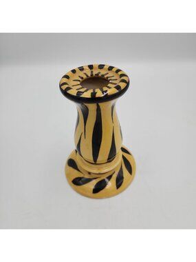 Evandale Porcelain Handpainted Yellow Black Stripe Noble 5” Signed